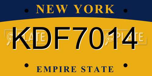 KDF7014 New York License Plate