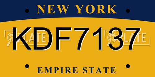 KDF7137 New York License Plate
