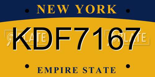 KDF7167 New York License Plate