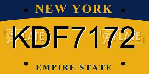 KDF7172 New York License Plate