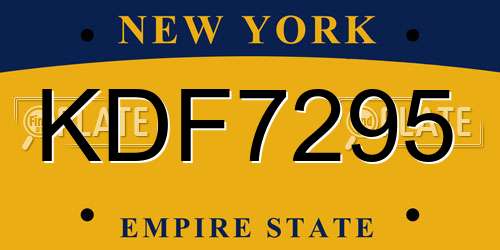 KDF7295 New York License Plate