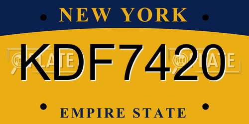 KDF7420 New York License Plate
