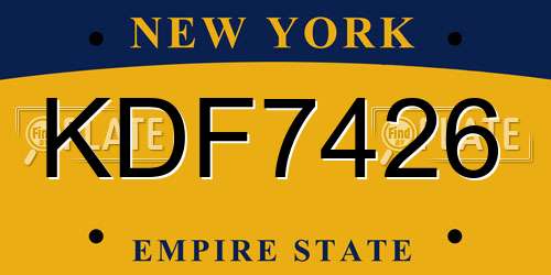 KDF7426 New York License Plate