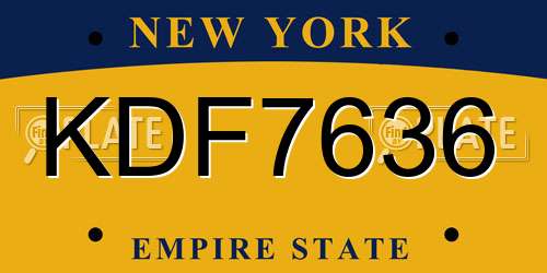 KDF7636 New York License Plate