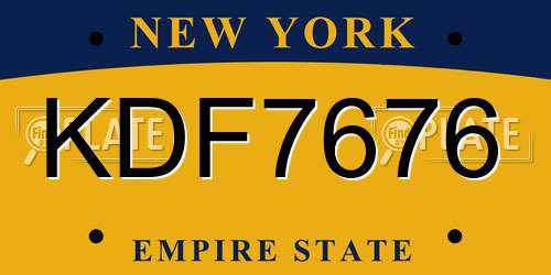 KDF7676 New York License Plate