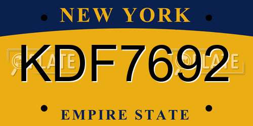 KDF7692 New York License Plate