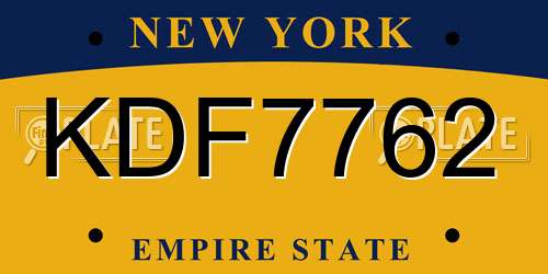 KDF7762 New York License Plate