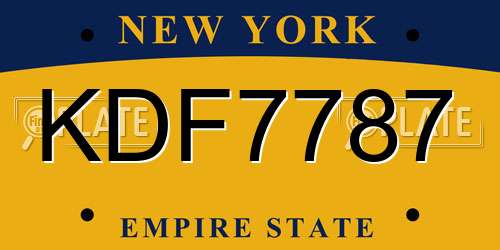 KDF7787 New York License Plate
