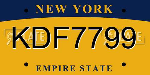 KDF7799 New York License Plate