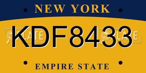 KDF8433 New York License Plate