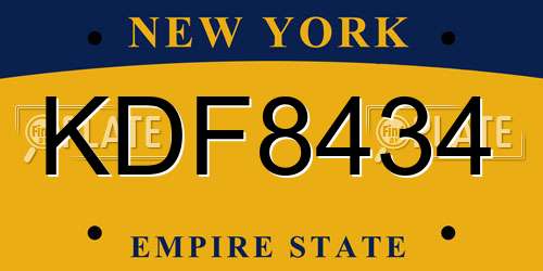 KDF8434 New York License Plate