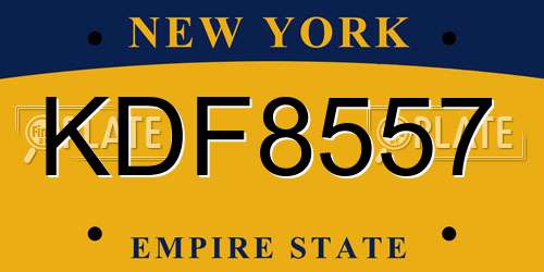 KDF8557 New York License Plate