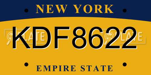 KDF8622 New York License Plate