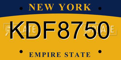 KDF8750 New York License Plate