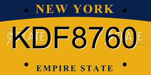 KDF8760 New York License Plate