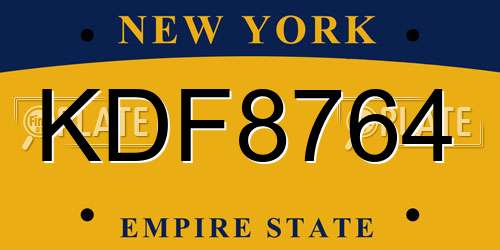 KDF8764 New York License Plate