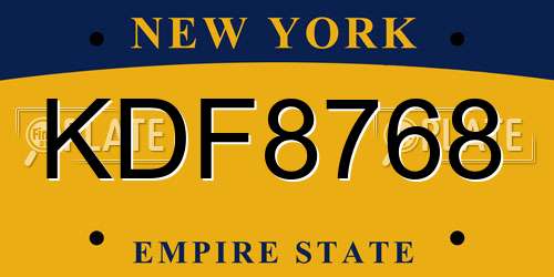 KDF8768 New York License Plate