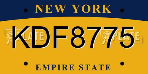 KDF8775 New York License Plate
