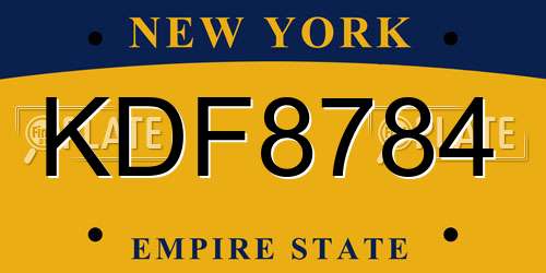 KDF8784 New York License Plate