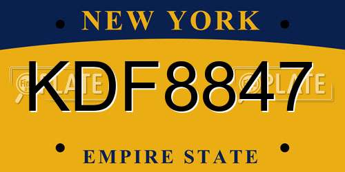 KDF8847 New York License Plate