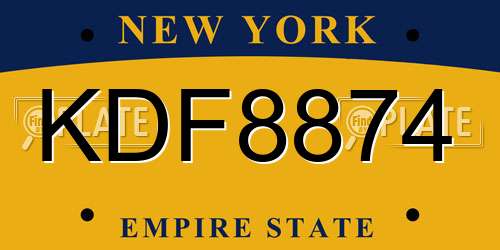KDF8874 New York License Plate
