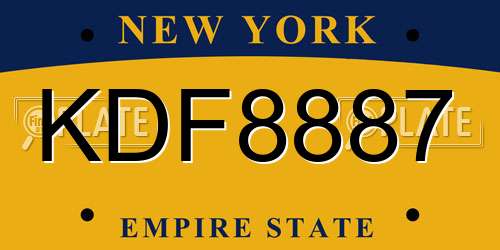 KDF8887 New York License Plate