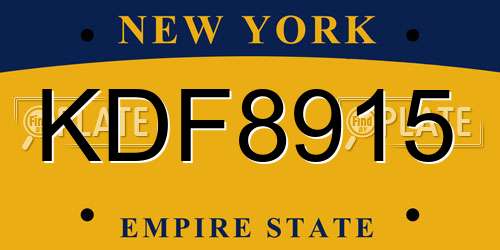 KDF8915 New York License Plate