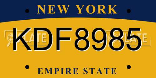 KDF8985 New York License Plate