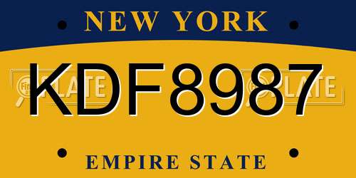 KDF8987 New York License Plate