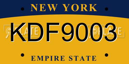 KDF9003 New York License Plate