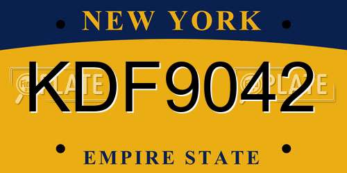 KDF9042 New York License Plate