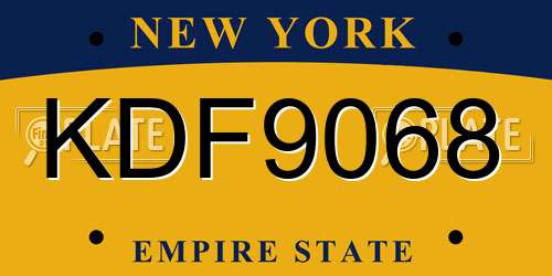 KDF9068 New York License Plate