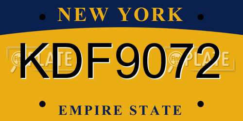KDF9072 New York License Plate