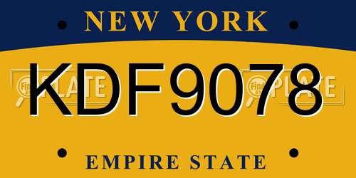 KDF9078 New York License Plate