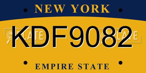 KDF9082 New York License Plate