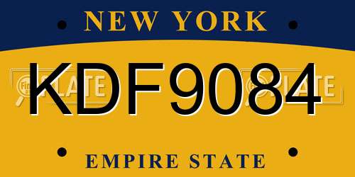 KDF9084 New York License Plate