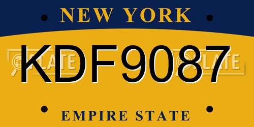 KDF9087 New York License Plate