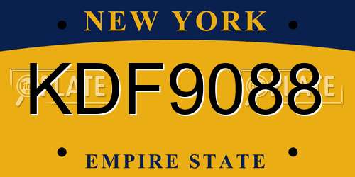 KDF9088 New York License Plate