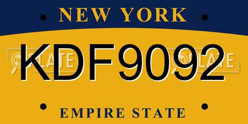 KDF9092 New York License Plate