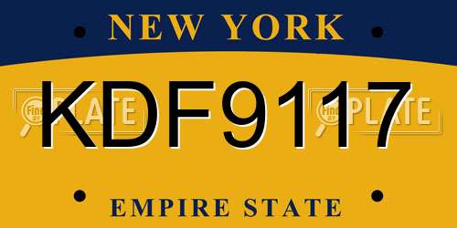 KDF9117 New York License Plate