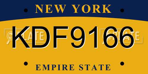 KDF9166 New York License Plate