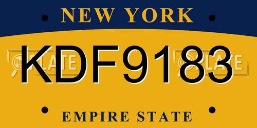 KDF9183 New York License Plate