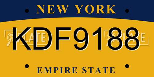 KDF9188 New York License Plate