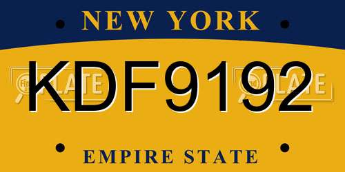 KDF9192 New York License Plate