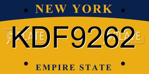 KDF9262 New York License Plate
