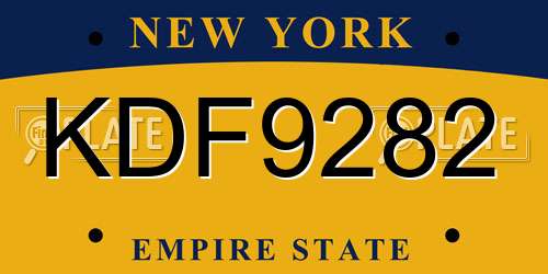 KDF9282 New York License Plate