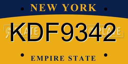 KDF9342 New York License Plate