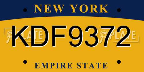 KDF9372 New York License Plate