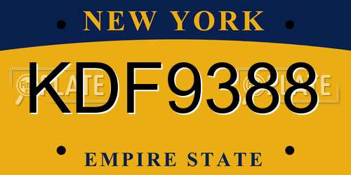 KDF9388 New York License Plate