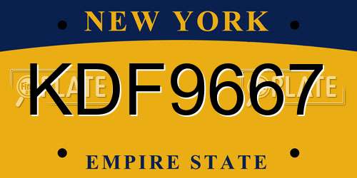 KDF9667 New York License Plate